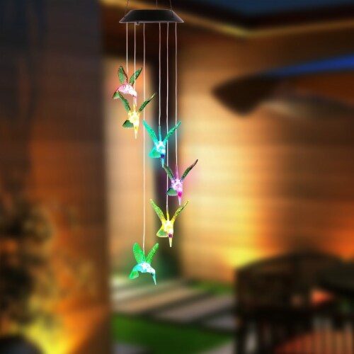 Led Solar Hummingbird Wind Chime Solar String Lights 6 Leds Color Changing Ip65 Waterproof D 6LEDs Mariano s