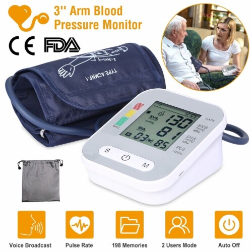 Digital Arm Blood Pressure Monitor LCD Digital Heart Beat BP Gauge Health Test with Voice Perspective: back