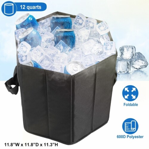 Collapsible Grocery Cooler Bag 3 Gallon Insulated Food Container Seat Combo for Camping Perspective: back