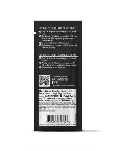 Kinder's® Chile Verde Mexican-Style Green Chili Stew Seasoning Perspective: back
