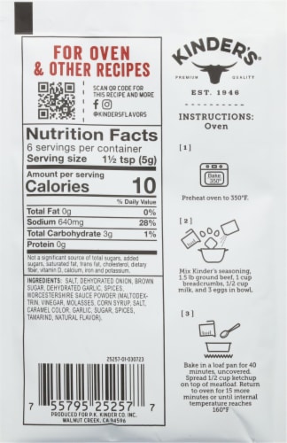Kinders® Meatloaf Seasoning Mix Perspective: back