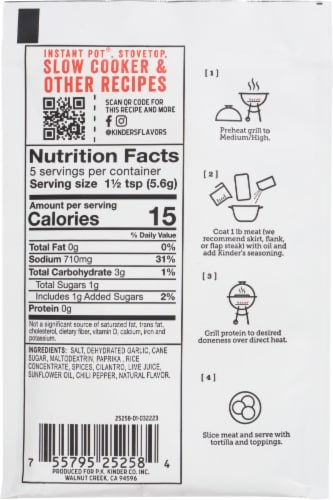 Kinder's® Carne Asada Mexican Seasoning Perspective: back