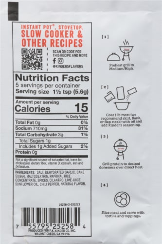 Kinder's Carne Asada Mexican Seasoning Perspective: back