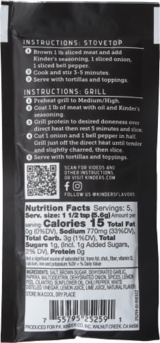 Kinder's® The Fajita Blend Mexican Seasoning Perspective: back