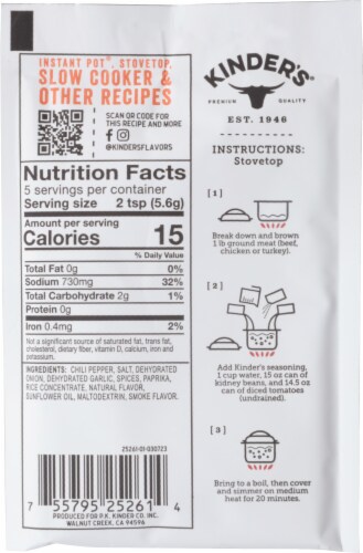 Kinder's® Woodfired Chili Seasoning Perspective: back