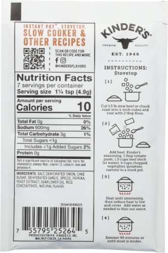 Kinders® Beef Stew Seasoning Mix Perspective: back