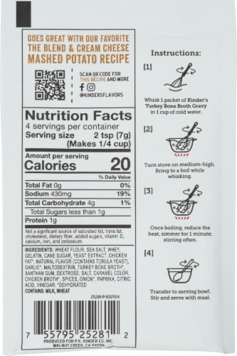 Kinder's® Roasted Turkey Bone Broth Gravy Mix Perspective: back