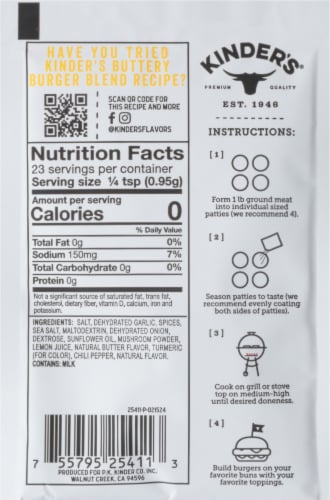Kinder's® Buttery Burger Blend Seasoning Perspective: back