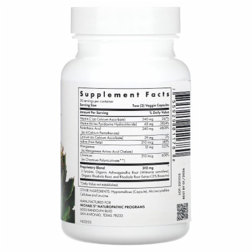 Michael's Naturopathic Thyrodrenal - 60 Vegan Capsules Perspective: back