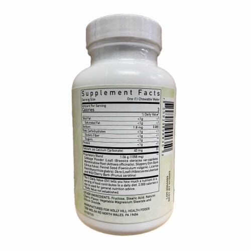 Holly Hill Health Foods Anti-Acid Formula with Calcium, 90 Vegan Chewable Wafers Perspective: back