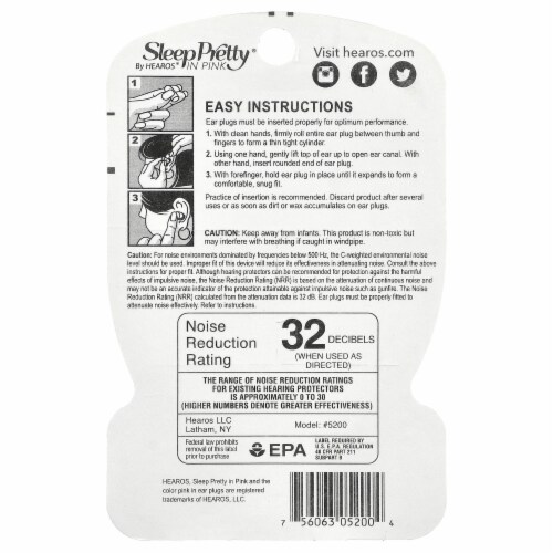 Sleep Pretty in Pink 14 pair Ear Plugs Perspective: back