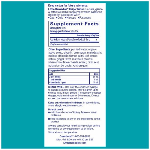 Little Remedies Colic & Gas Relief Gripe Water Perspective: back