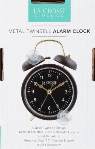 La Crosse Clock Company Twin Bell Alarm Clock - Black Perspective: back
