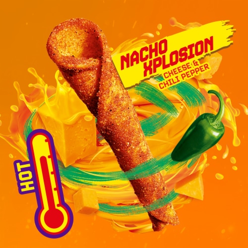 Takis Nacho Xplosion Cheese and Chili Pepper Rolled Tortilla Chips Perspective: back