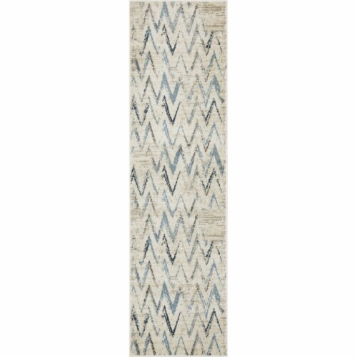 Heritage 9364 Ivory/Blue Chevron Area Rug, Size - 7'7 x10'10 Perspective: back
