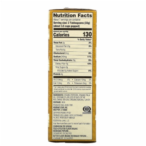 Newmans Own Organics Touch of Butter Microwave Popcorn Perspective: back
