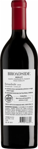 Broadside Merlot Paso Robles Red Wine Perspective: back