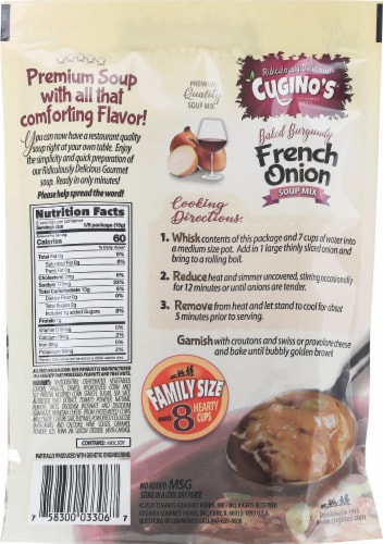 Cugino's Baked Burgundy French Onion Soup Perspective: back