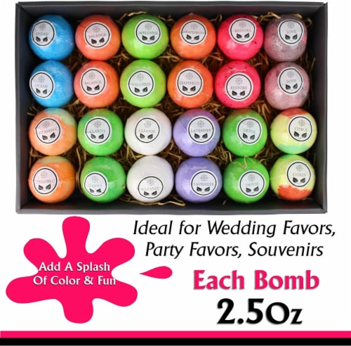 Bath Bombs Gift Set for Women and Men. 24 Luxury Bath Bombs Individually Wrapped Bulk Box. Perspective: back
