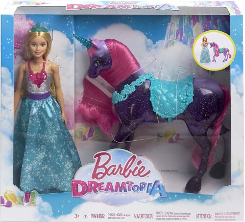 Barbie dreamtopia 2025 doll and unicorn