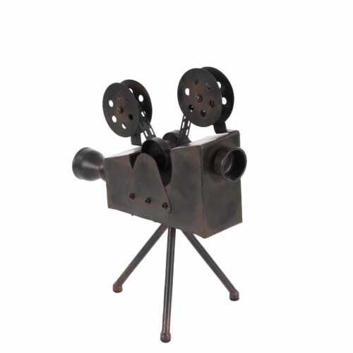 Uma Enterprises Metal Movie Camera Table Decor with Tripod Base - Brown Perspective: back