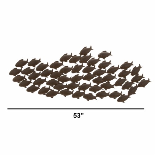 Attractive Metal Fish Wall Decor In Bronze- Saltoro Sherpi Perspective: back