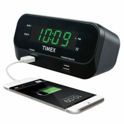 Timex® Rediset Dual Alarm Clock With Dual USB Charging Ports Perspective: back