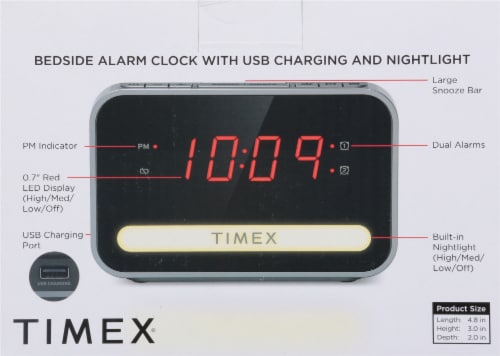 Timex Dual Alarm Clock with USB Port and Night Light Perspective: back