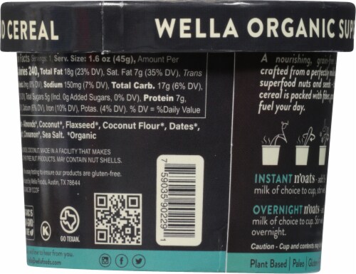 Wella N'oats Organic Superfoods Original Grain-Free Cereal Perspective: back