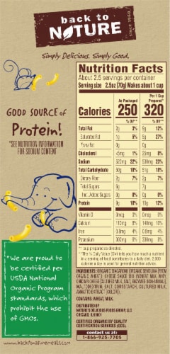 Back to Nature Organic Elbow Macaroni & Cheese Dinner Perspective: back