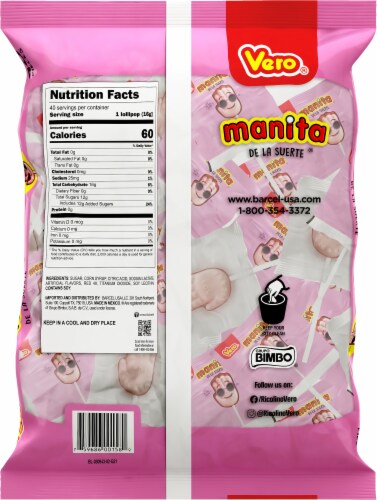 Vero® Manita De La Suerte® Strawberry and Cherry Lollipops Perspective: back