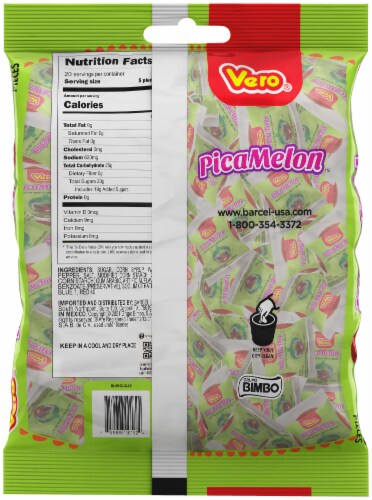 Vero® PicaMelon Watermelon Gummy Coated With Chilli And Sugar Hard Candy Bag Perspective: back