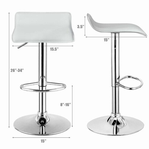 Set of 4 Swivel Bar Stool PU Leather Adjustable Kitchen Counter Bar Chair White Perspective: back