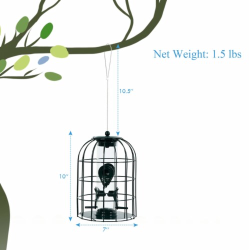 Squirrel proof Caged Tube Wild Bird Feeder Outdoor Metal Seed