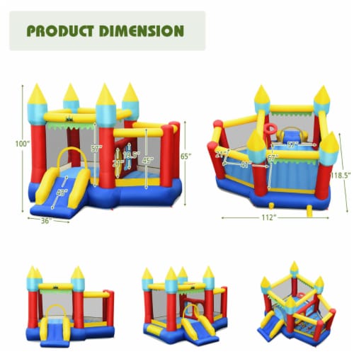Gymax Inflatable Bounce House Slide Jumping Castle Ball Pit Tunnels Without Blower Perspective: back