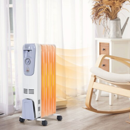 Gymax 1500W Oil Filled Space Heater Radiator w/ Adjustable Thermostat Home Office Perspective: back