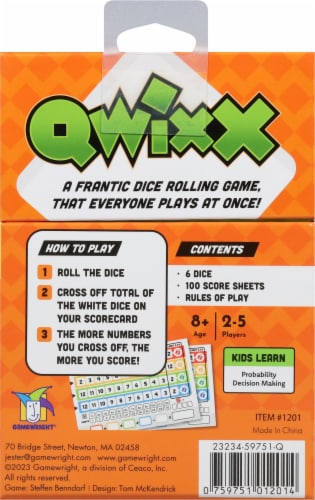Gamewright Qwixx Dice Game Perspective: back