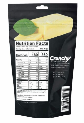 Cheddar Crunchy Cheese Crisps, Made with 100% All Natural Cheese, Keto Friendly, Gluten Free Perspective: back