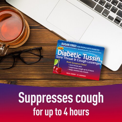 Diabetic Tussin Wild Cherry Sore Throat & Cough Lozenges Perspective: back