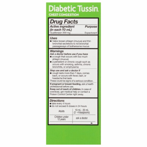 Diabetic Tussin® Chest Congestion Expectorant Liquid Perspective: back