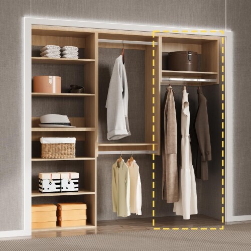 22.5 in. L x 14 in. D Brown MDF Wood Shelf Tall Hanging Closet Unit Perspective: back