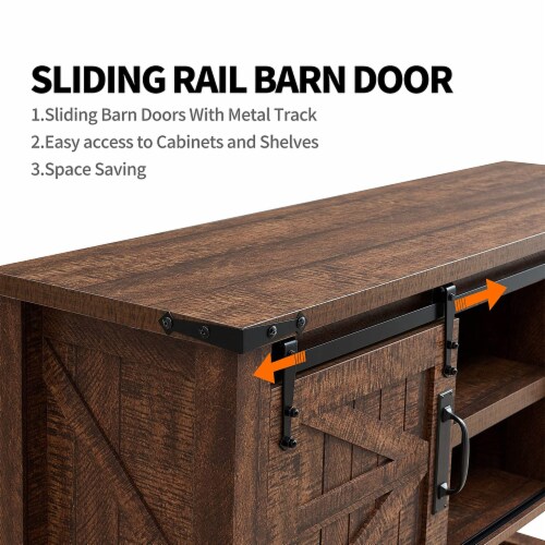 OKD Farmhouse Console Entryway Table with Sliding Barn Doors, Reclaimed