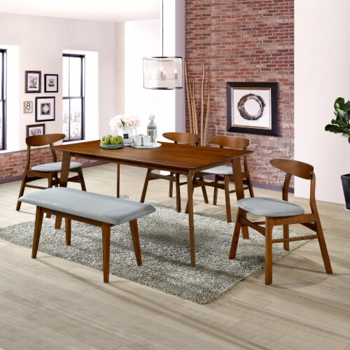 WestinTrends 63 x 35 Inches Solid Wood 6 Seater Dining Table Walnut 1 Unit Gerbes Super Markets