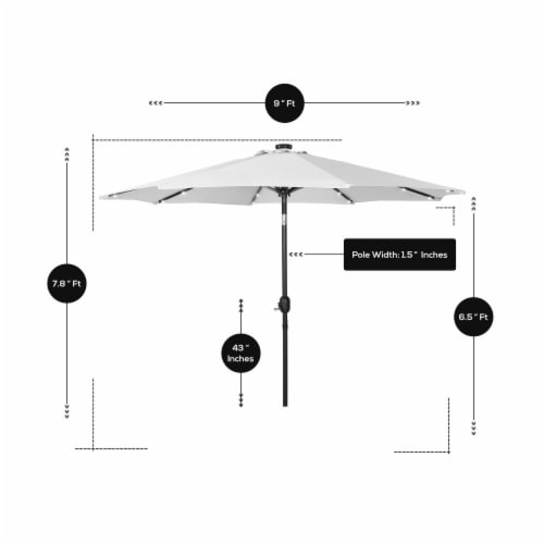 WestinTrends 9 ft. Patio Solar Power LED Lights Market Umbrella, Navy Blue Perspective: back
