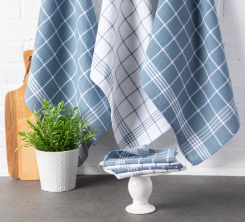 Design Imports 70332A Blue Waffle Weave Dishtowel Set - Set of 6 Perspective: back