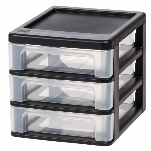 USA Compact 3 Plastic Desktop Storage Black (2 Pack), 1 Piece - Pay Less Super