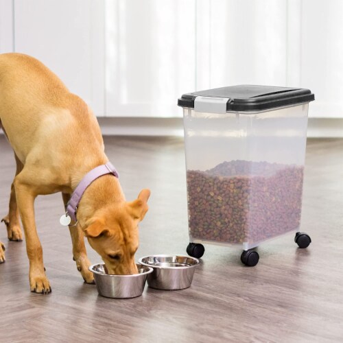 IRIS USA 33qt 25lbs Airtight Pet Food Storage Containers with Casters Black 1 Unit Kroger