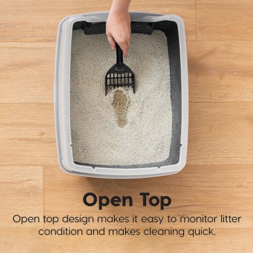 IRIS USA Cat Litter Box with Shield and Scoop Black 1 Unit Pick n Save