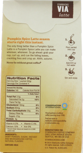 Starbucks VIA Pumpkin Spice Latte 4 Count Perspective: back