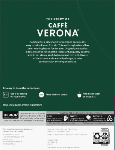 Starbucks® Caffe Verona® Dark Roast K-Cup® Coffee Pods Perspective: back